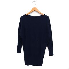 アイシービー iCB カシミヤブレンド ニット チュニック 長袖 ボートネック ドルマン ウール S ネイビー 紺 /FT40