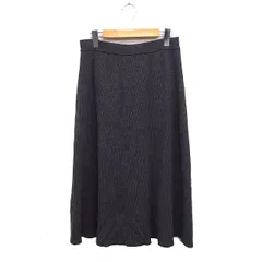 23区 オンワード樫山 リブ ニット フレアスカート ミモレ丈 無地 ウール 38 チャコール /FT31
