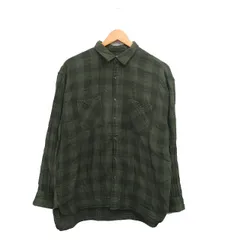 アーメン ARMEN シャツ ブラウス 長袖 コットン チェック 2 カーキ /KT29