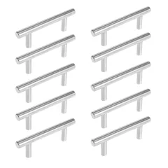 取っ手 201ステンレス 引き出しつまみ キャビネットハンドル 食器棚プルハンドル ドア 家具の取っ手 ネジ付き 10個 (穴中心の距離64mm 全長100mm 直径12mm)