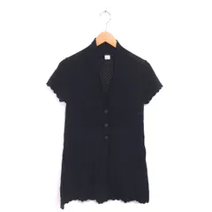 アクシーズファム axes femme カーディガン ニット ロング 透け編み 薄手 ハート柄 半袖 M 黒 ブラック /TT