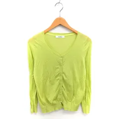 ドゥドゥ DOUDOU カーディガン ニット 薄手 無地 シンプル FREE 長袖 黄緑 ライトグリーン /TT