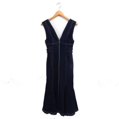 アンドクチュール AND COUTURE デニム ジャンパースカート ロング フリンジ ジップアップ 38 インディゴ 紺 /FT18