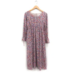 ジルバイジルスチュアート JILL by JILLSTUART フラワープリント ロング ワンピース Vネック 長袖 F ピンク /FT6