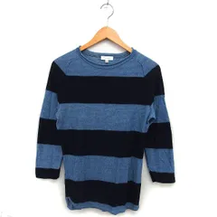 B&Y ユナイテッドアローズ BEAUTY&YOUTH ビューティー&ユース ボーダー リネン サマーニット カットソー ラグランスリーブ 透け感 長袖 S 紺 ネイビー /NT22