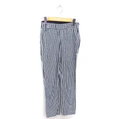 マカフィー MACPHEE トゥモローランド テーパード パンツ ロング チェック ウエストゴム 薄手 36 ホワイト ネイビー 白 紺 /TT