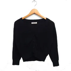 アプワイザーリッシェ Apuweiser-riche ニット カーディガン Vネック 無地 コットン 綿 2 ブラック 黒 /FT26