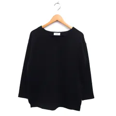 オペークドットクリップ OPAQUE.CLIP Vネック カットソー Tシャツ スリット ワイド 無地 長袖 L 黒 ブラック /NT14