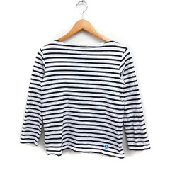 オーチバル ORCIVAL オーシバル バスクシャツ ボーダー Tシャツ カットソー 7分袖 ボートネック コットン 綿 ホワイト 白 ブラック 黒 /FT34