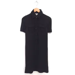 クミキョク 組曲 KUMIKYOKU ワンピース ロング ハーフボタン ウール 厚手 プルオーバー 半袖 2 黒 ブラック /TT