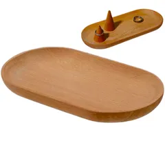 Ailunate キャッシュトレイ 木製 トレー 小物置き ペントレイ おしゃれ 北欧風 カフェ風 お盆 プレート18×10cm (ブラウン) [ブラウン]