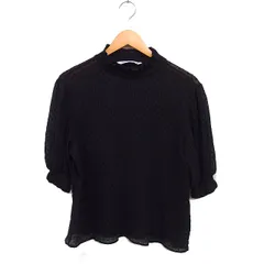 ザラ ZARA シアー ドット ブラウス パフスリーブ フリルネック M ブラック 黒 /FT29