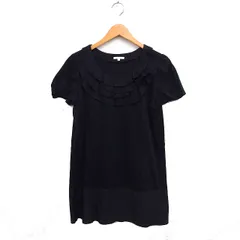 トゥービーシック TO BE CHIC ティアード ワンピース 半袖 ミニフリルカラー 無地 コットン 綿 3 ブラック 黒 /FT36