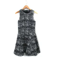 バナナリパブリック BANANA REPUBLIC ワンピース ノースリーブ ミニ ツイード 00 ブラック 黒 /KT20