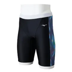 新品 [ミズノ] 水泳 スイムショーツ StrokeONEハーフスパッツ メンズ ブラック/ブラックレイン XL