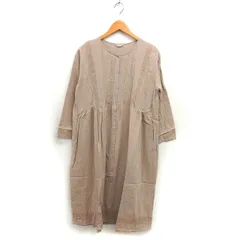 サマンサモスモス SM2 レース シャツワンピース ロング リネン混 フレア ピンタック 長袖 F ベージュ /NT25