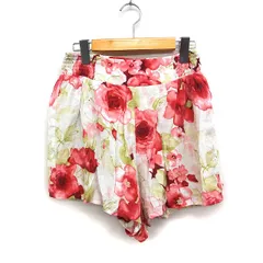 ミッシュマッシュ MISCH MASCH フラワープリント ショート パンツ タック レーヨン 38 オフホワイト 白 レッド 赤 /FT15