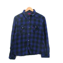 リーバイス Levi's シャツ ブラウス 長袖 コットン チェック L ブルー 青 /KT35
