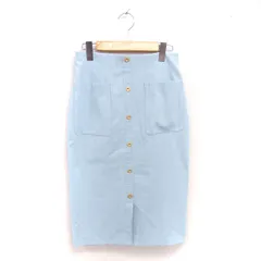 ノーリーズ Nolley's タイト ナロースカート ロング 飾りボタン バックジップ 38 ライトブルー 青 /TT