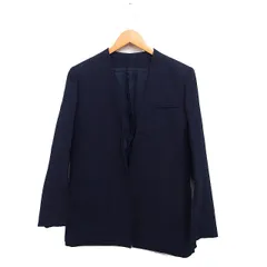 ドレステリア DRESSTERIOR ノーカラー ジャケット オープン 無地 リネンブレンド 38 ネイビー 紺 /FT38