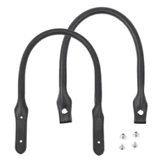 [I'm so happy] バッグ 持ち手 鞄 交換 補修 修理 革 PUレザー 取っ手 留め具 付け替え 2本セット (ブラック) [ブラック]