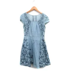 ジルバイジルスチュアート JILL by JILLSTUART ワンピース 半袖 ミニ コットン 花柄 S ブルー 青 /KT26