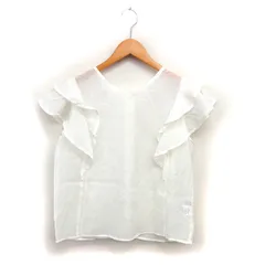 ミスティック mystic フリルスリーブ シアー シャツ ブラウス バックボタン クロップド コットン混 半袖 F オフホワイト /NT2