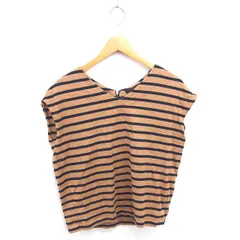 バンヤードストーム BARNYARDSTORM カットソー Tシャツ ボーダー Vネック フレンチスリーブ 0 ベージュ ブラック 茶 黒 /TT