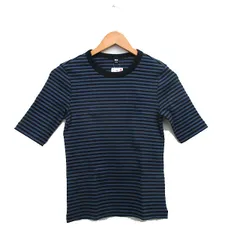ユニクロ UNIQLO タグ付き カットソー Tシャツ 半袖 コットン ボーダー S ブルー 青 /KT26