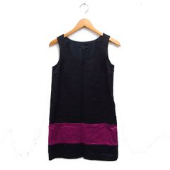 セオリー Theory ミニ ワンピース ノースリーブ 配色 2 ブラック 黒 ピンク /FT13