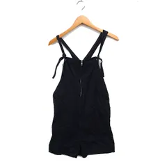 アニエスベー agnes b. ショート サロペット パンツ 無地 コットン 綿 S ブラック 黒 /FT16