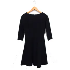 ダイアグラム グレースコンチネンタル Diagram GRACE CONTINENTAL ウール ボートネック フレア ワンピース ひざ丈 バックジップ 七分袖 36 黒 ブラック /NT30