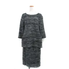 セオリーリュクス theory luxe セットアップ ニット 七分袖 フレア スカート ロング 40 ブラック 黒 /KT3