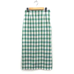 ルクールブラン le.coeur blanc チェック柄 タイトスカート ロング丈 スリット 38 グリーン 緑 /FT49