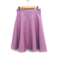 プロポーション ボディドレッシング PROPORTION BODY DRESSING フレアスカート ひざ丈 ミディ丈 ストライプ ウール混 3 ライラック /FT40