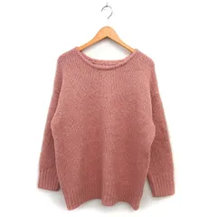 オグ Ogue. タグ付き ボートネック ニット セーター リブ バックオープン ワイド 長袖 F コーラルピンク /NT31