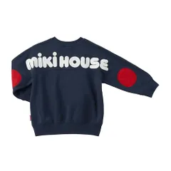 新品 [ミキハウス] WEB限定 バックロゴトレーナー スウェット 長袖 ロゴ 無地 男の子 女の子 ベビー キッズ 子供服 通園 通学 10-5620-682 80cm 紺