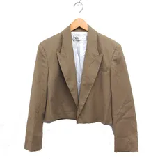ザラ ZARA クロップド丈 テーラード ジャケット オープン 無地 S ベージュ /FT31