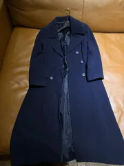 日本 ネイビー ウール ロングコート