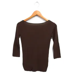 ドレステリア DRESSTERIOR バックオープン ニット カットソー リブ コットン混 透け感 スリット 七分袖 茶 ブラウン /NT30