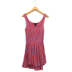 マークバイマークジェイコブス MARC by MARC JACOBS 国内正規品 チェック ティアード ワンピース ミニ コットン 綿 ノースリーブ XS オレンジ /NT28