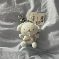 (新品) サンリオ ポムポムプリン シルバー ハート チャーム キーホルダー ぬいぐるみ