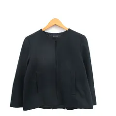 ザラ ベーシック ZARA BASIC ノーカラージャケット シンプル S ネイビー 紺 /KT8
