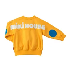 新品 [ミキハウス] WEB限定 バックロゴトレーナー スウェット 長袖 ロゴ 無地 男の子 女の子 ベビー キッズ 子供服 通園 通学 10-5620-682 80cm 黄