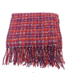コムサイズム COMME CA ISM 大判 ストール チェック フリンジ レッド 赤 /FT25