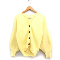 アプワイザーリッシェ Apuweiser-riche ニット カーディガン Vネック 無地 コットン 綿 1 イエロー 黄 /FT24
