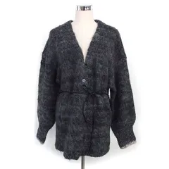 カスタネ Kastane ニット カーディガン リボン リブ ドロップショルダー 厚手 長袖 L グレー /NT13