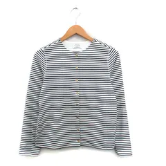 グリーンレーベルリラクシング ユナイテッドアローズ green label relaxing カーディガン 長袖 コットン ボーダー ブラック 黒 /KT13