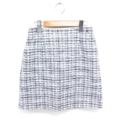 フレディ エミュ fredy emue 台形 ツイード スカート 総柄 ひざ丈 バックジップ 38 グレー ブラック 黒 /TT