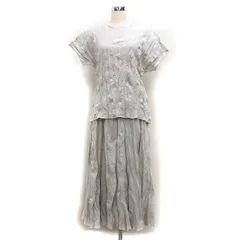 Jean Girard セットアップ 上下 プリーツ カットソー ボートネック ロング スカート マキシ ゆったり 半袖 46 アイボリー /NT35